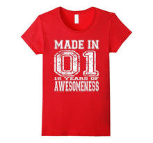 16th Birthday Gift Tshirt Made in 01 16 Years of Awesomeness