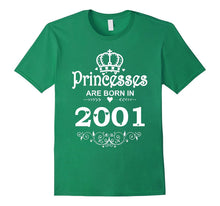 Princesses Are Born in 2001 T-Shirt 16th Birthday Gift Girl