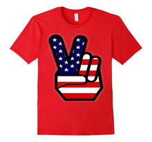 4th of July Shirt USA American Flag Peace Sign Hand Kids
