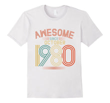 Awesome Since October 1980 Funny T-Shirt 37th Birthday Tee