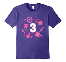 Cute Clover Hearts 3rd Birthday T-Shirt Pink Flower Art Gift