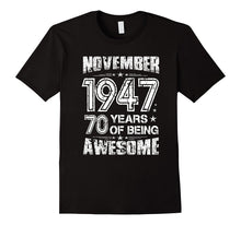 November 1947, 70 Years Old T Shirt. 70th Birthday Gift