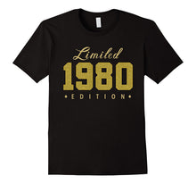 Born in 1980 Limited Edition Glitter Text Birthday Shirt