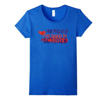 Heroes Are Born in October Kids Birth Month Tshirt Tee