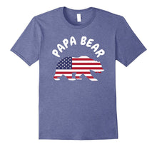 Mens Papa Bear T-Shirt Father's Day USA American Flag Fun Shirt