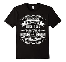 10th Birthday Gift T-Shirt Awesome Since 2007 Tee 10 Yr Olds
