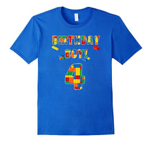 Building Block Birthday Boy Turning 4 T-Shirt