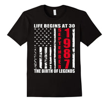 Mens September 1987 Life Begins 30 Legends 30th Birthday T-Shirts