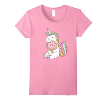 Cute Hungry Unicorn Munching on Yummy Donut T-Shirt