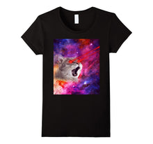 Cool Crazy Angry Cat With Laser Eyes in Space Galaxy T-Shirt