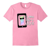 Llama Take a Selfie T-Shirt Funny Animal Tee Kids Women Men