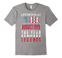 18th Birthday Born in August 1999 Year of Legends T-Shirt