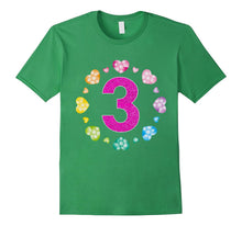 3rd Birthday T-Shirt for Girls Shiny Hearts Princess Three