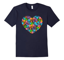 Autism Awareness T-Shirt Teacher Hand Print Heart Love Tee