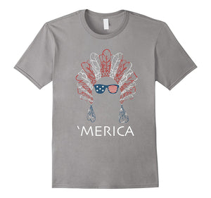 'Merica Native American Hipster Flag Glasses T-Shirt