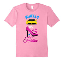 Baby Shower Gender Reveal Party Tee T Shirt Wheels or Heels