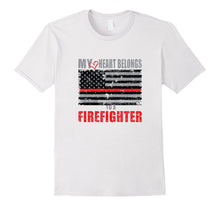 Firefighter Wife Shirt Women My Heart Belongs FireFighter