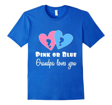 Gender Reveal T Shirt for Grandpa Pink or Blue Pa Loves You