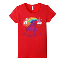 4th Birthday Girl Princess Rainbow Unicorn T Shirt Tee
