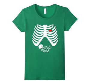 'Pregnant Skeleton Baby' Cute Maternity Halloween Shirt