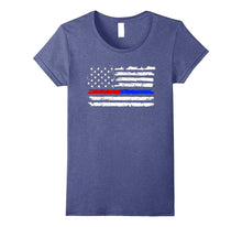 Firefighter Police Red Blue Line American Flag T-Shirt