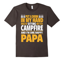 Happy Camping Papa Shirt - Drink in Hand by the Campfire