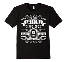 15 Th Birthday Gift T-Shirt Awesome Since 2002 Tee 15 B-Day