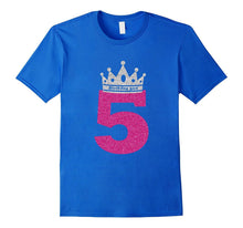 5 Years Old Birthday Girl Princess Crown Pink T-Shirt