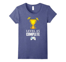 Funny Level 45 Complete T-Shirt 45th Birthday Gamer Gift Tee
