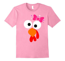 Funny Pink Bow TURKEY FACE SHIRT for Girls Thanksgiving Tee