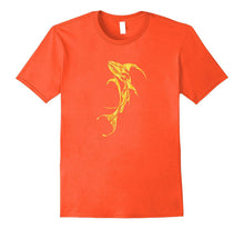Dabbing Shark Skeleton Tribal Tattoo T-Shirt, Fire Gold