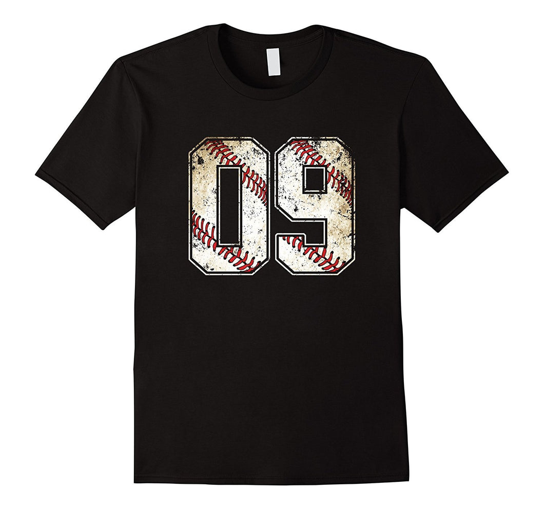 #09 Baseball Jersey Number 09 Retro Vintage T-Shirt