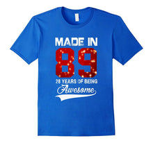 28th Birthday Gift T-Shirt Made in 1989 Awesome 28 Years Old