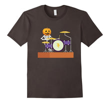 Drummer Skeleton T-Shirt Funny Halloween Pumpkin Head Tee