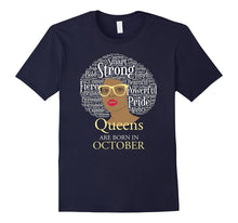 Queens Are Born in October Birthday Black Women T-Shirt