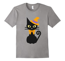 Halloween Black Cat With Hat and Bow Japanese Funny Tshirt