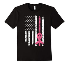 Breast Cancer Awareness T-Shirt American Flag Distressed Tee