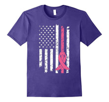 Breast Cancer Awareness T-Shirt American Flag Distressed Tee