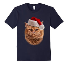 Disgruntle Orange Tabby Cat in Santa Hat, Christmas T-Shirt
