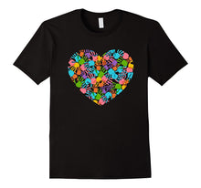 Autism Awareness T-Shirt Teacher Hand Print Heart Love Tee