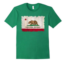 California Republic State Flag on Wood T-Shirt