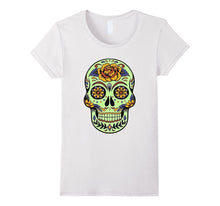 Glow Effect Mexican Floral Day of the Dead Skull T Shirt