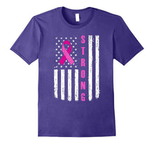Breast Cancer Awareness T-Shirt American Flag Distressed Tee