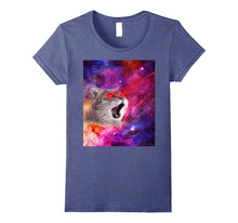 Cool Crazy Angry Cat With Laser Eyes in Space Galaxy T-Shirt
