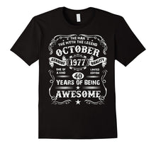 Mens Legend October 1977 Years Awesome 40th Birthday Idea T-Shirt