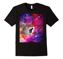 Cool Crazy Angry Cat With Laser Eyes in Space Galaxy T-Shirt