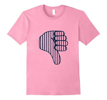 Baseball Thumbs Down Tee Shirt - Blue Lines Thumb Pattern