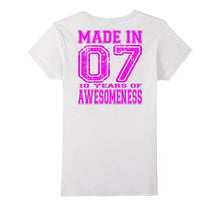 10th Birthday Gift Shirt Made in 07 10 Years of Awesomeness
