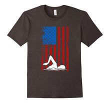 Swimming, American Flag Sports Player Silhouette T-Shirt