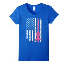 Breast Cancer Awareness T-Shirt American Flag Distressed Tee